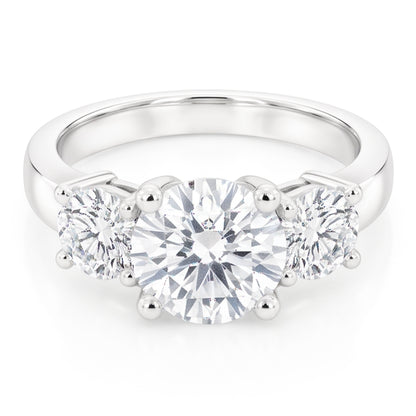 1.50 Ct Round Cut Natural Real Diamond ( Not Lab Grown ) Three Stone Ring White Gold 14K