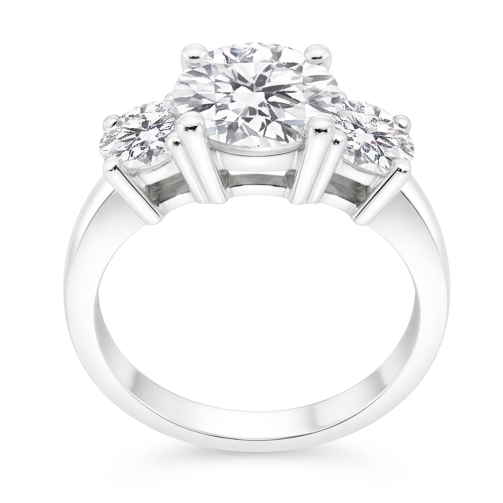 1.50 Ct Round Cut Natural Real Diamond ( Not Lab Grown ) Three Stone Ring White Gold 14K