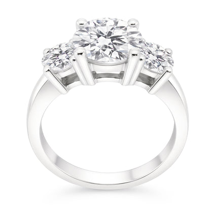1.50 Ct Round Cut Natural Real Diamond ( Not Lab Grown ) Three Stone Ring White Gold 14K