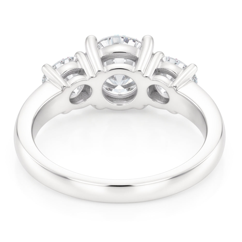 1.50 Ct Round Cut Natural Real Diamond ( Not Lab Grown ) Three Stone Ring White Gold 14K