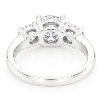 1.50 Ct Round Cut Natural Real Diamond ( Not Lab Grown ) Three Stone Ring White Gold 14K