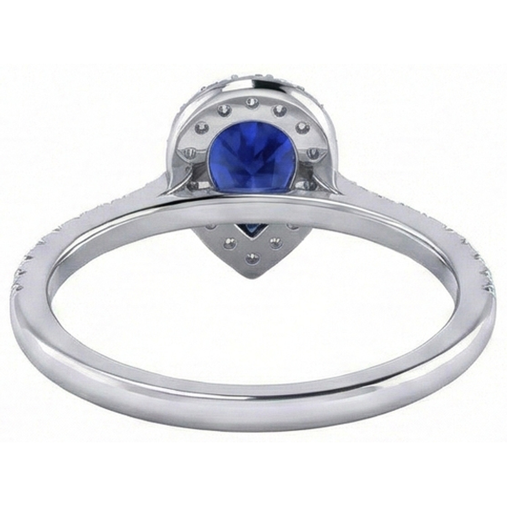 1.60 Ct Pear Cut Sri Lanka Blue Sapphire Natural Earth Mined Diamond Ring