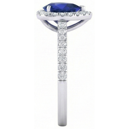 1.60 Ct Pear Cut Sri Lanka Blue Sapphire Natural Earth Mined Diamond Ring