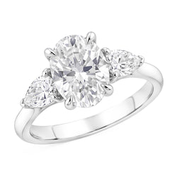 1.61 Ct. Oval Center Natural Real Diamond ( Not Lab Grown ) Women Ring 3 Stone Jewelry White Gold New
