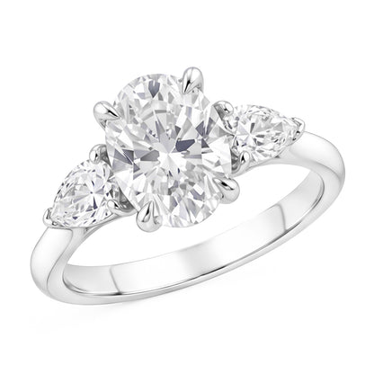 1.61 Ct. Oval Center Natural Real Diamond ( Not Lab Grown ) Women Ring 3 Stone Jewelry White Gold New