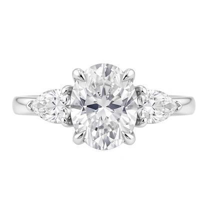 1.61 Ct. Oval Center Natural Real Diamond ( Not Lab Grown ) Women Ring 3 Stone Jewelry White Gold New