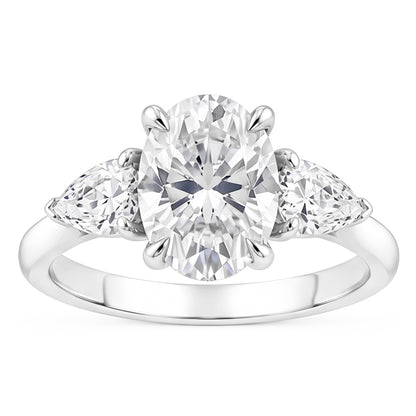 1.61 Ct. Oval Center Natural Real Diamond ( Not Lab Grown ) Women Ring 3 Stone Jewelry White Gold New