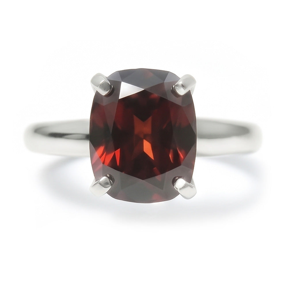 1.65 Ct Radiant Cut Red Sapphire Ring 14K White Gold