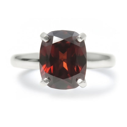 1.65 Ct Radiant Cut Red Sapphire Ring 14K White Gold