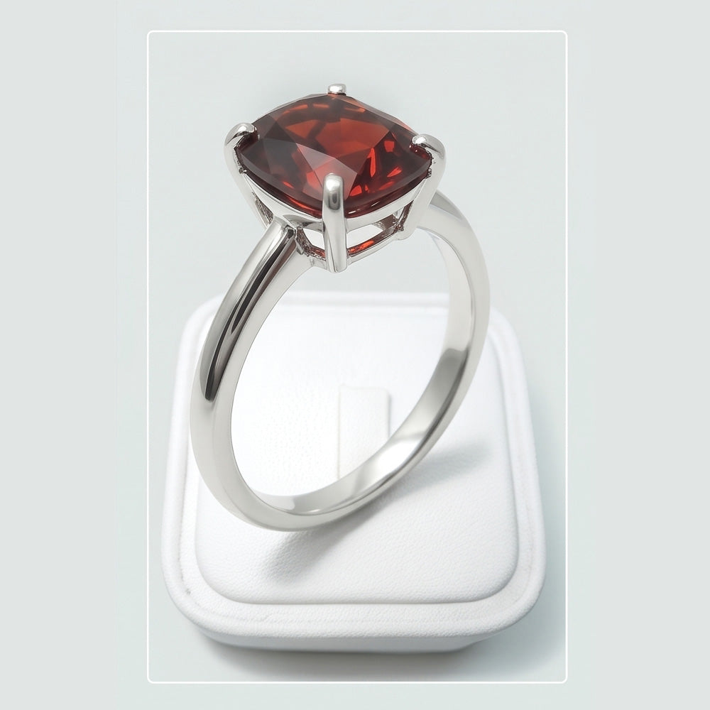 1.65 Ct Radiant Cut Red Sapphire Ring 14K White Gold