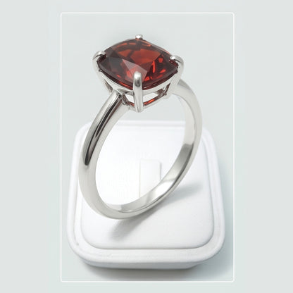 1.65 Ct Radiant Cut Red Sapphire Ring 14K White Gold