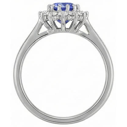1.65 Ct Tanzanite And Natural Earth Mined Diamond Flower Style Wedding Ring White Gold 14K
