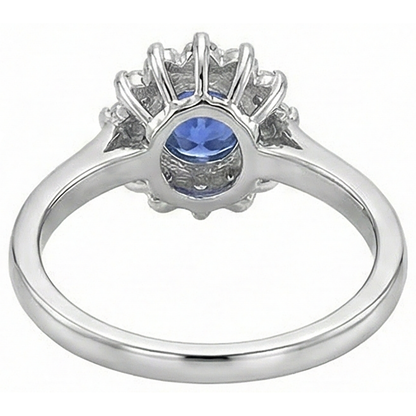 1.65 Ct Tanzanite And Natural Earth Mined Diamond Flower Style Wedding Ring White Gold 14K
