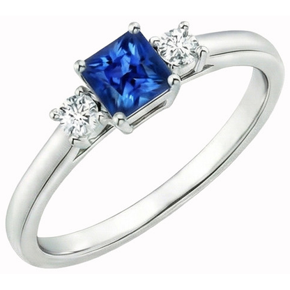 natural round sapphire 1.65ct ring front view