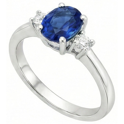 1.70 Carats Ceylon Sapphire Natural Earth Mined Diamonds Ring White Gold 14K