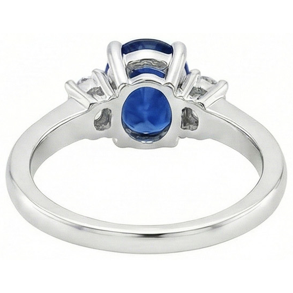1.70 Carats Ceylon Sapphire Natural Earth Mined Diamonds Ring White Gold 14K