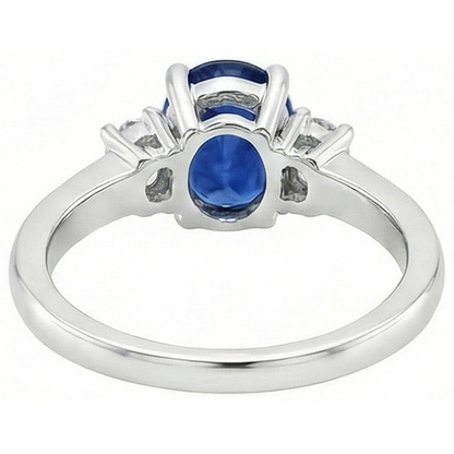 1.70 Carats Ceylon Sapphire Natural Earth Mined Diamonds Ring White Gold 14K
