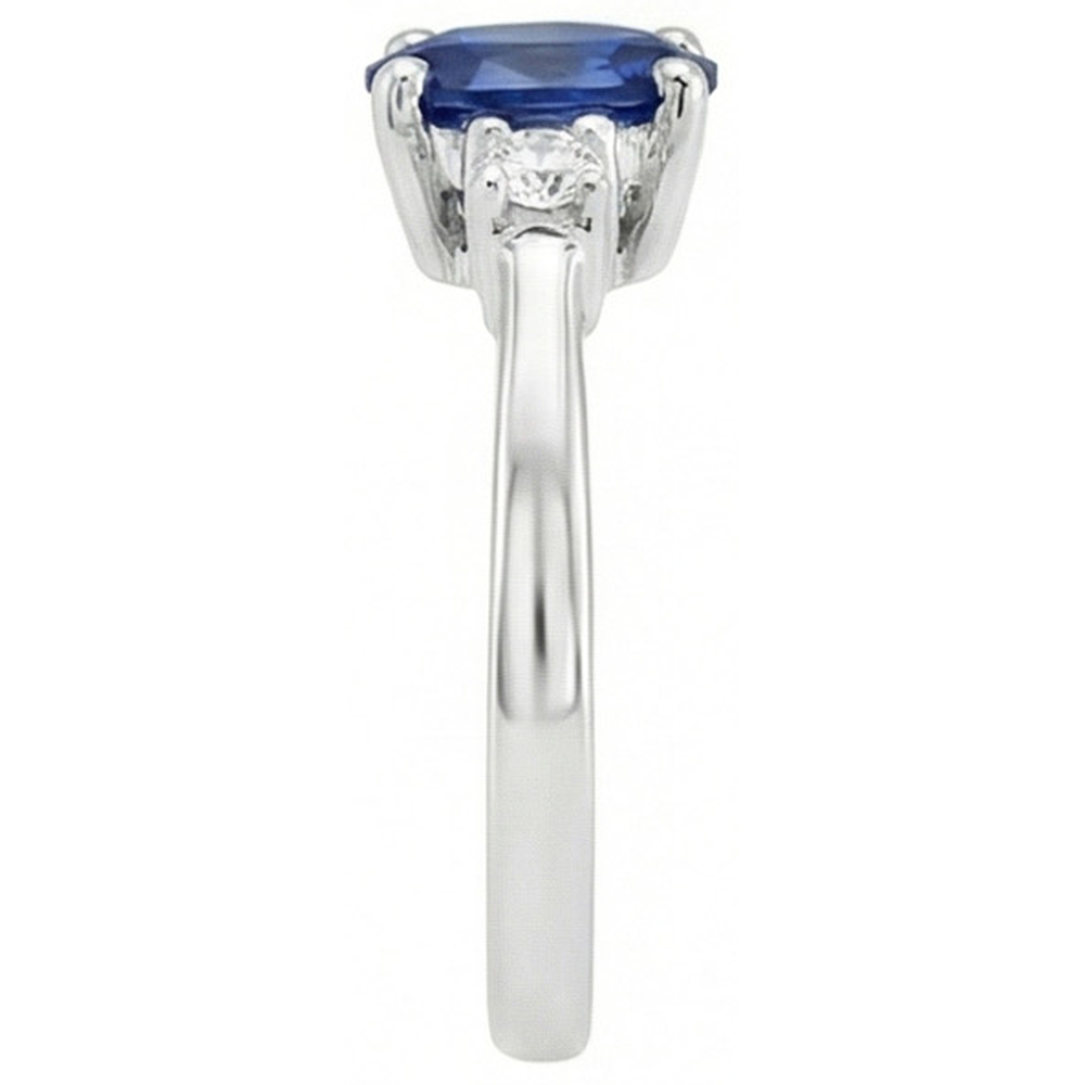 1.70 Carats Ceylon Sapphire Natural Earth Mined Diamonds Ring White Gold 14K