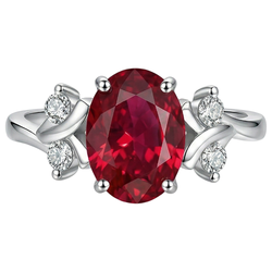 1.70 Carats Red Ruby With Natural Earth Mined Diamonds Ring Fancy Jewelry 14K Prong Set