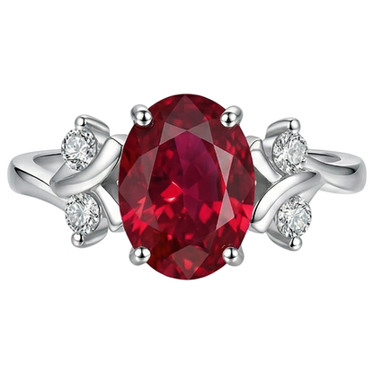 1.70 Carats Red Ruby With Natural Earth Mined Diamonds Ring Fancy Jewelry 14K Prong Set