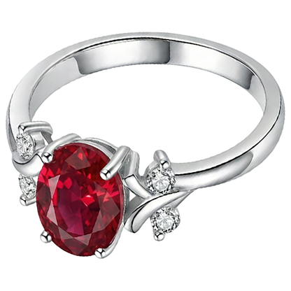1.70 Carats Red Ruby With Natural Earth Mined Diamonds Ring Fancy Jewelry 14K Prong Set