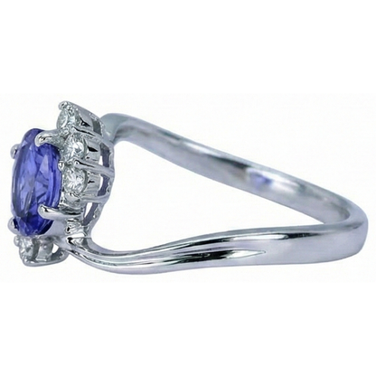 1.75 Carat Oval Tanzanite & Round Natural Earth Mined Diamonds Ring Gemstone Jewelry