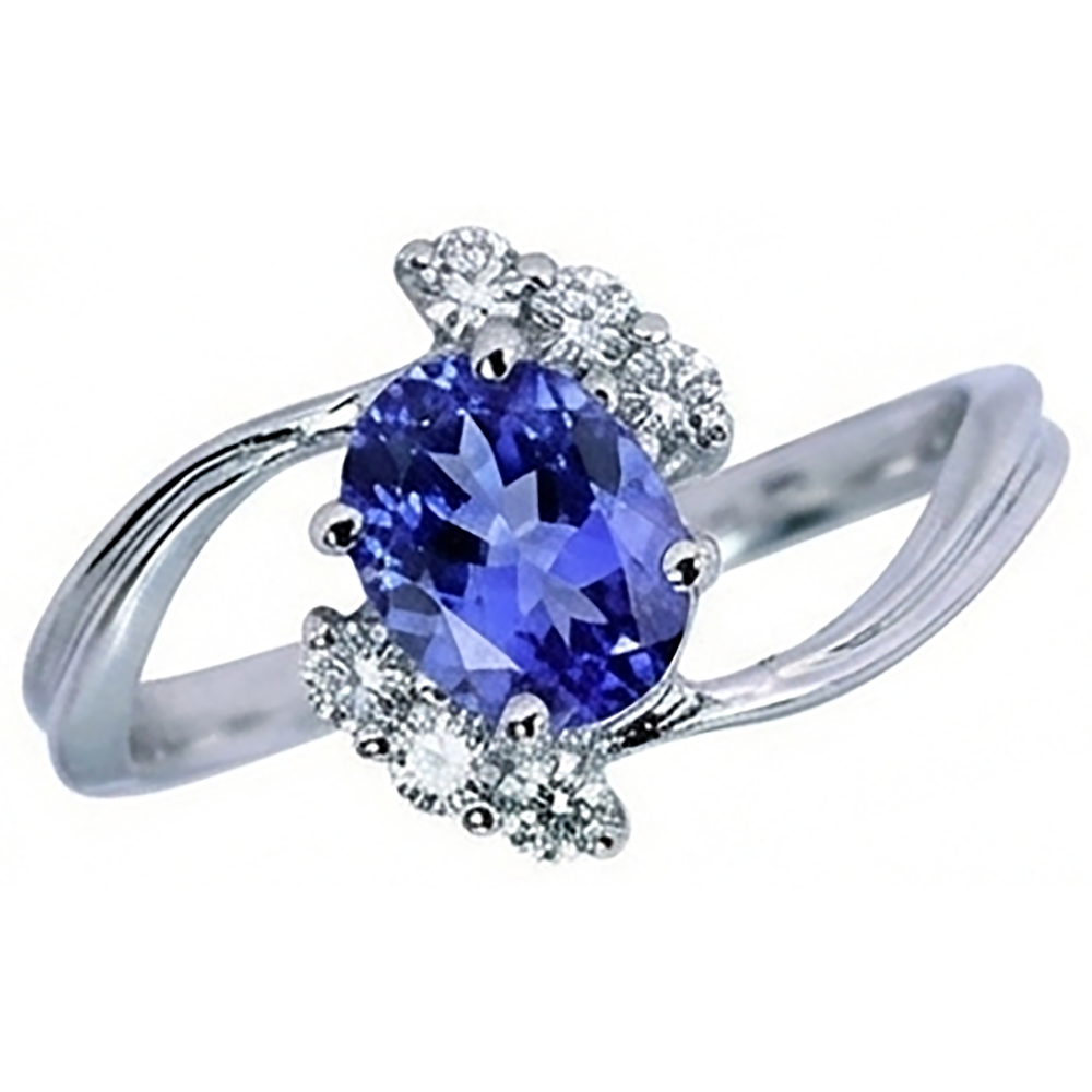 1.75 Carat Oval Tanzanite & Round Natural Earth Mined Diamonds Ring Gemstone Jewelry