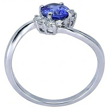 1.75 Carat Oval Tanzanite & Round Natural Earth Mined Diamonds Ring Gemstone Jewelry