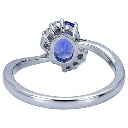 1.75 Carat Oval Tanzanite & Round Natural Earth Mined Diamonds Ring Gemstone Jewelry