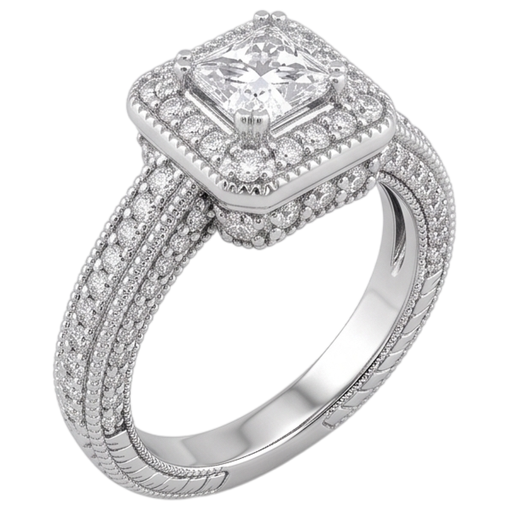 1.75 Carats Real Natural Earth Mined Diamond Engagement Ring Pave Setting Milgrain Jewelry New