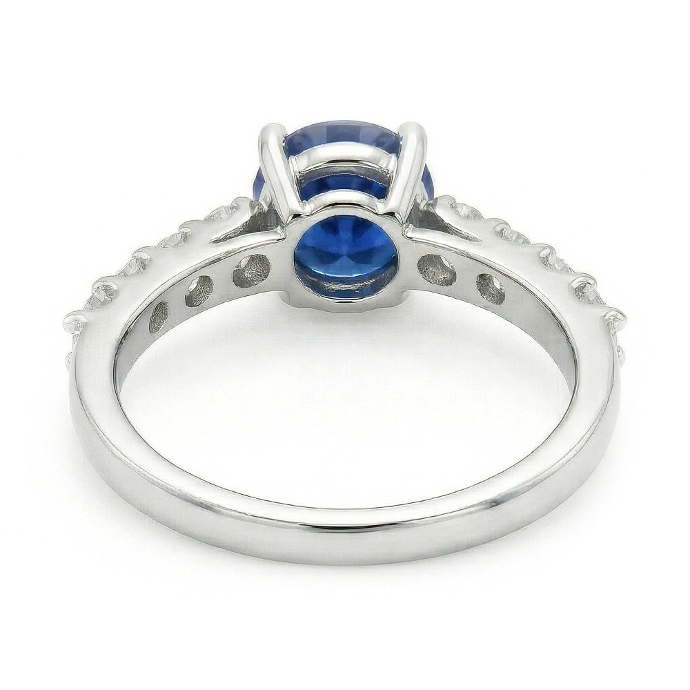natural round sapphire 1.75ct ring profile view