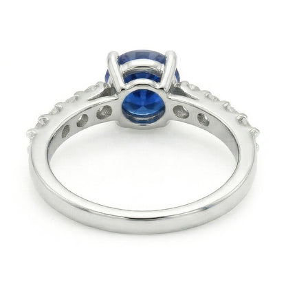 natural round sapphire 1.75ct ring profile view