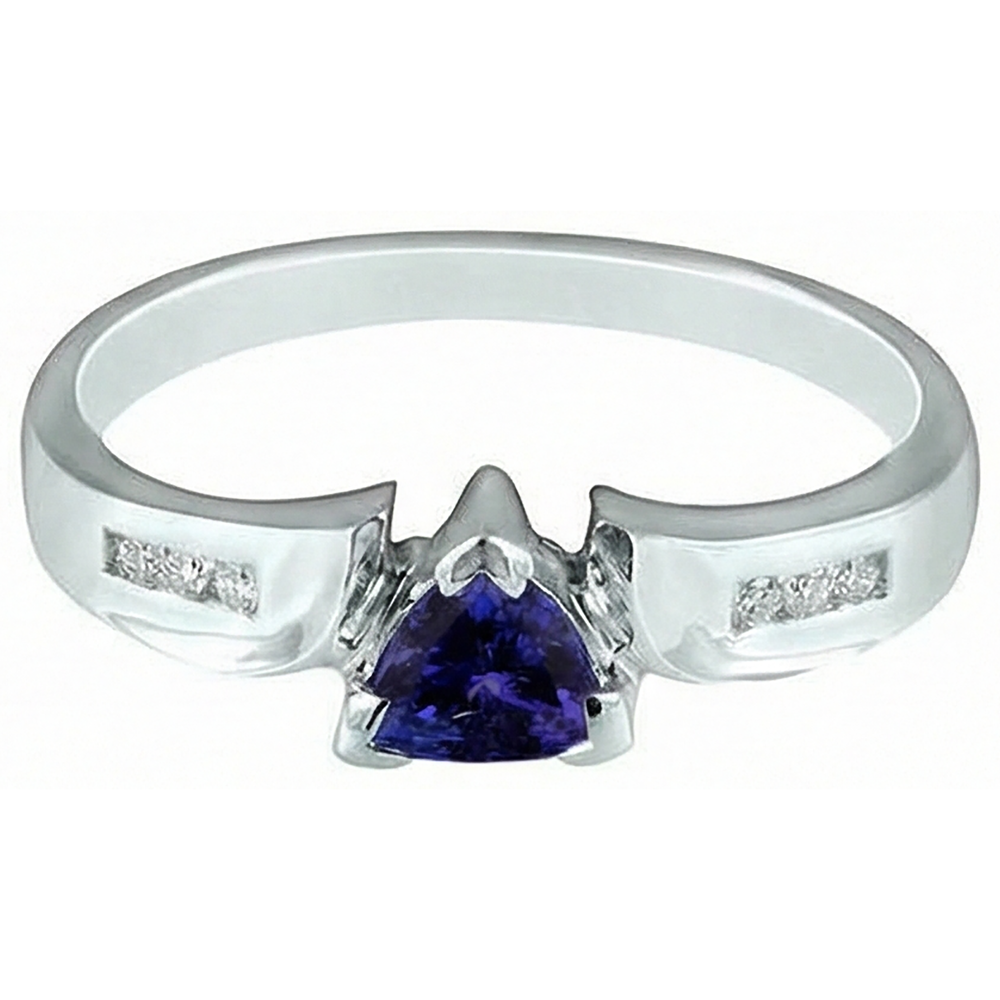1.75 Carats Trillion AAA Tanzanite Natural Earth Mined Diamonds Fancy Ring White Gold 14K