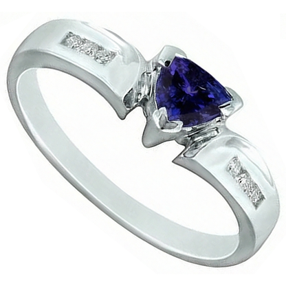 1.75 Carats Trillion AAA Tanzanite Natural Earth Mined Diamonds Fancy Ring White Gold 14K