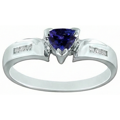 1.75 Carats Trillion AAA Tanzanite Natural Earth Mined Diamonds Fancy Ring White Gold 14K