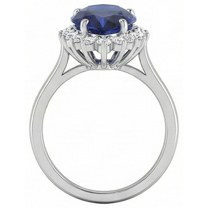 1.75 Ct Blue Pear Cut Sapphire With Natural Earth Mined Diamond Ring Lady Gold