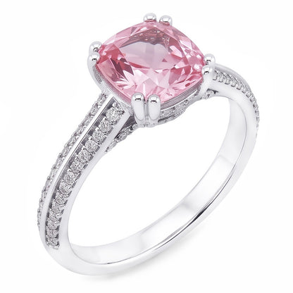 1.76 Carats Round Pink Sapphire Center Anniversary Gemstone Ring