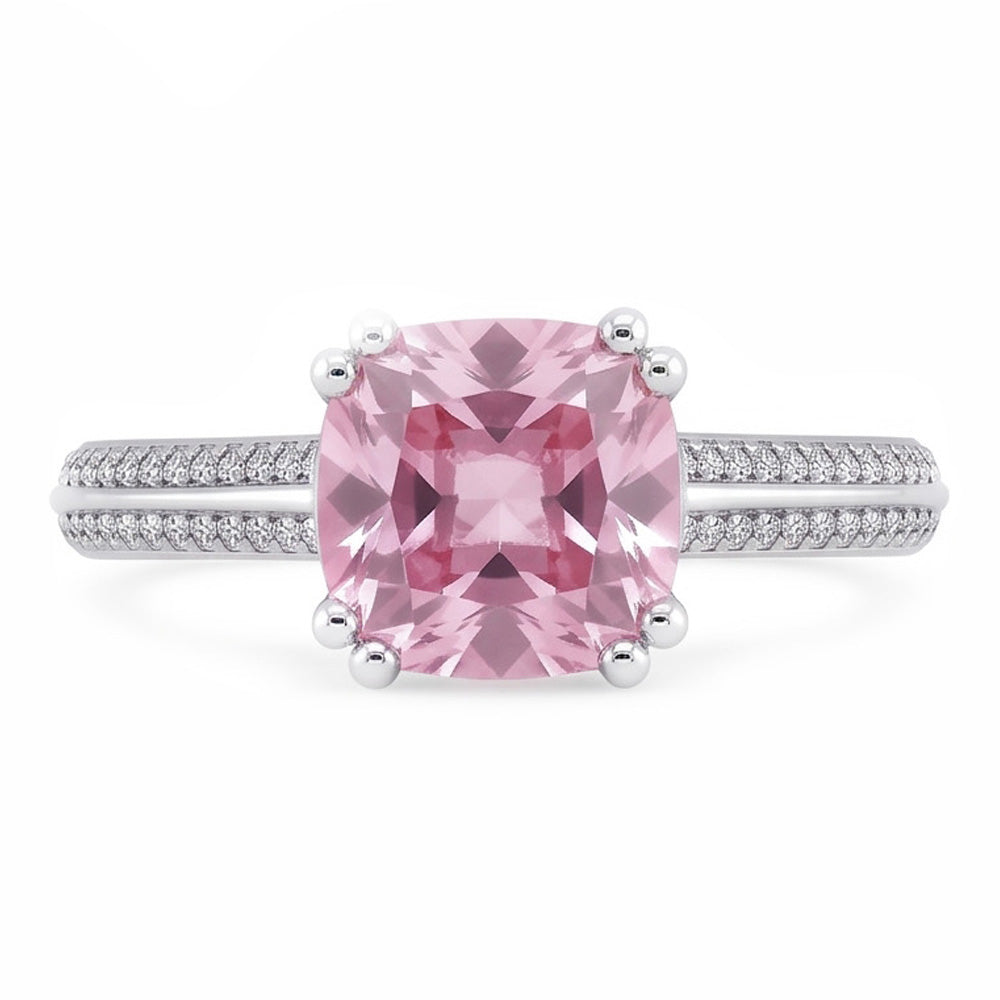 1.76 Carats Round Pink Sapphire Center Anniversary Gemstone Ring