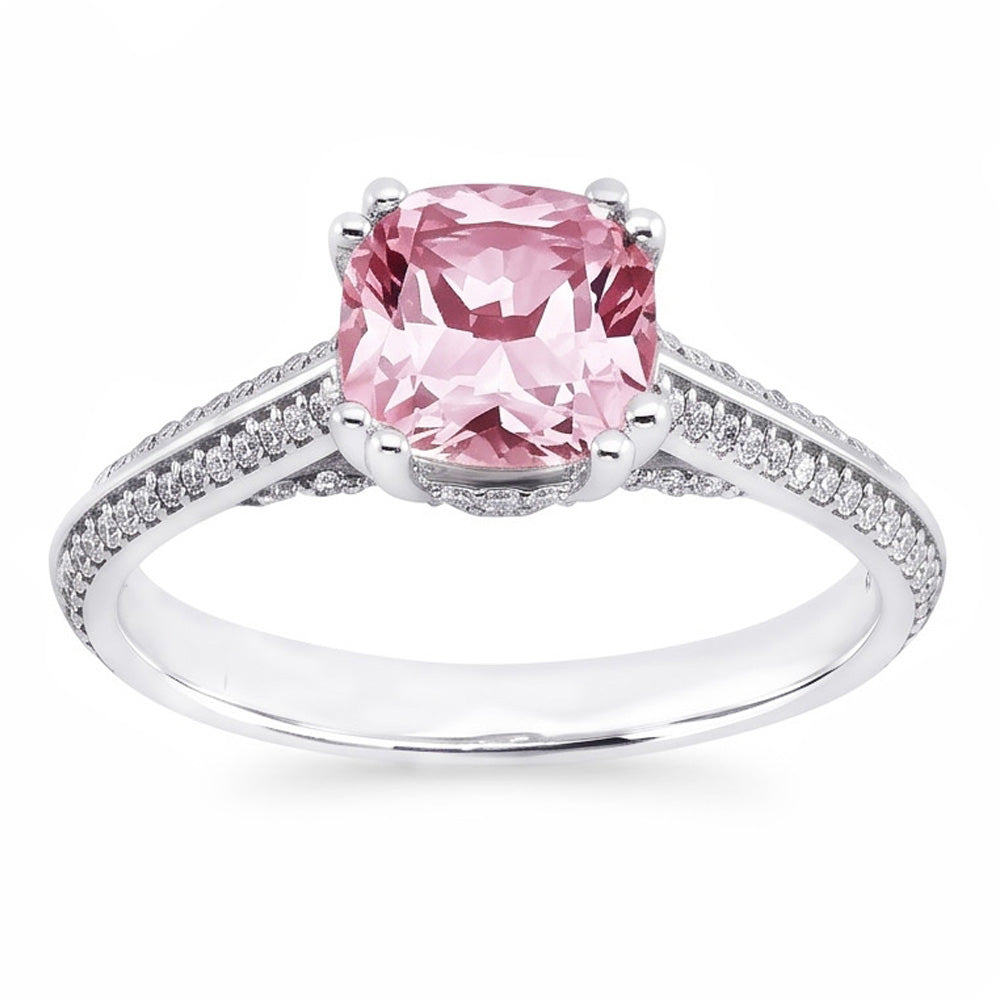 1.76 Carats Round Pink Sapphire Center Anniversary Gemstone Ring