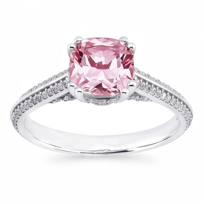 1.76 Carats Round Pink Sapphire Center Anniversary Gemstone Ring