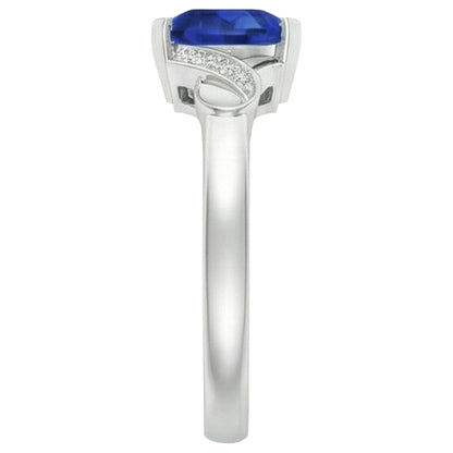 1.80 Carats Heart Sapphire And Natural Earth Mined Diamonds Wedding Ring White Gold 14K