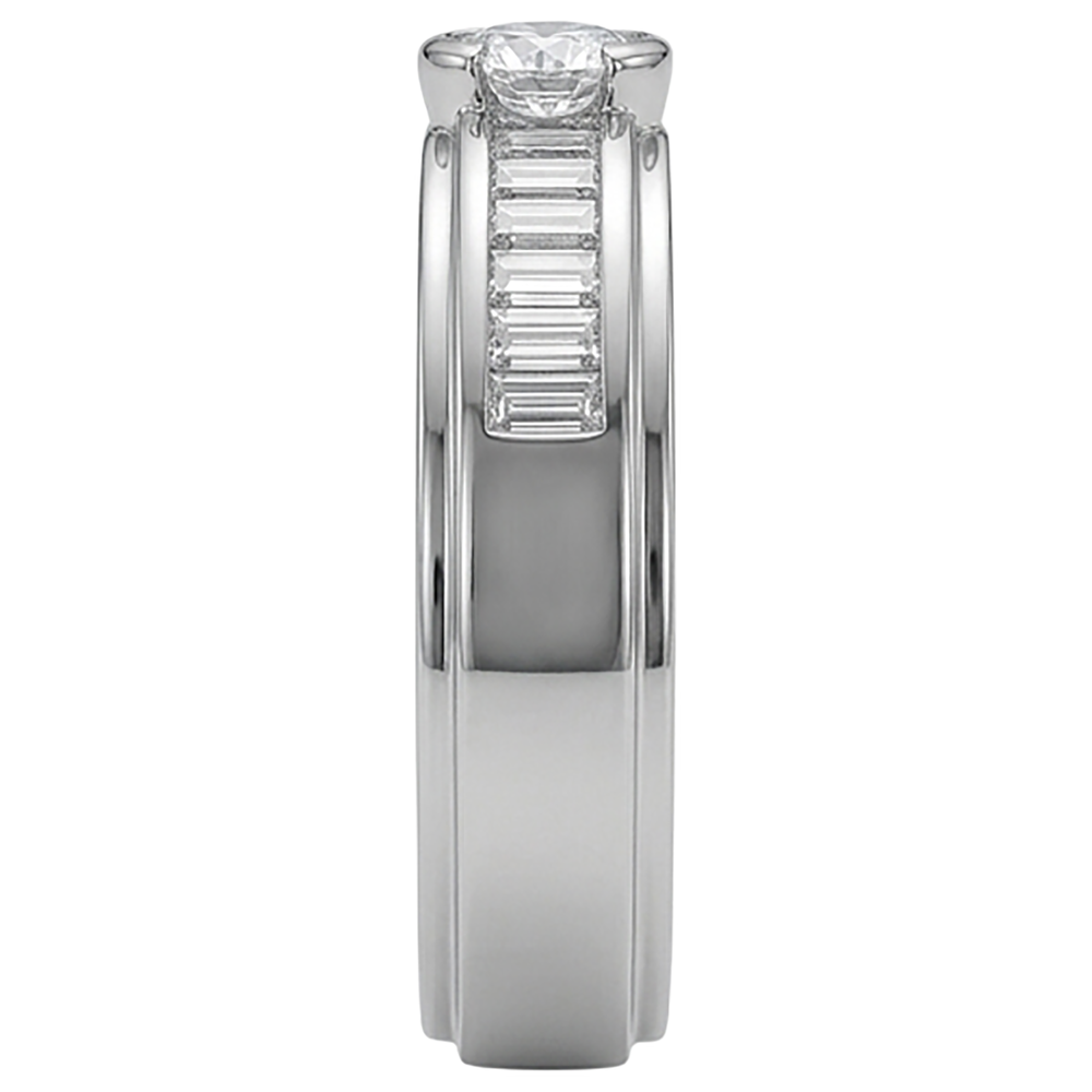 1.85 Carats Diamond White Gold 10K Men's Ring Half Bezel Set