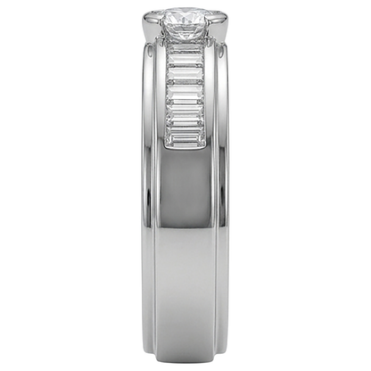 1.85 Carats Diamond White Gold 10K Men's Ring Half Bezel Set