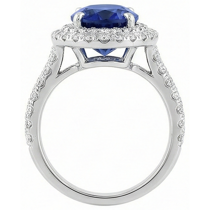 1.85 Carats Oval Cut Tanzanite And Natural Earth Mined Diamond Wedding Ring White Gold 14K