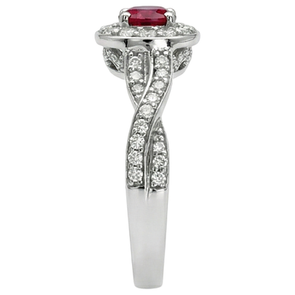 1.85 Carats Red Round Halo Ruby Natural Earth Mined Diamond Ring White Gold 14K