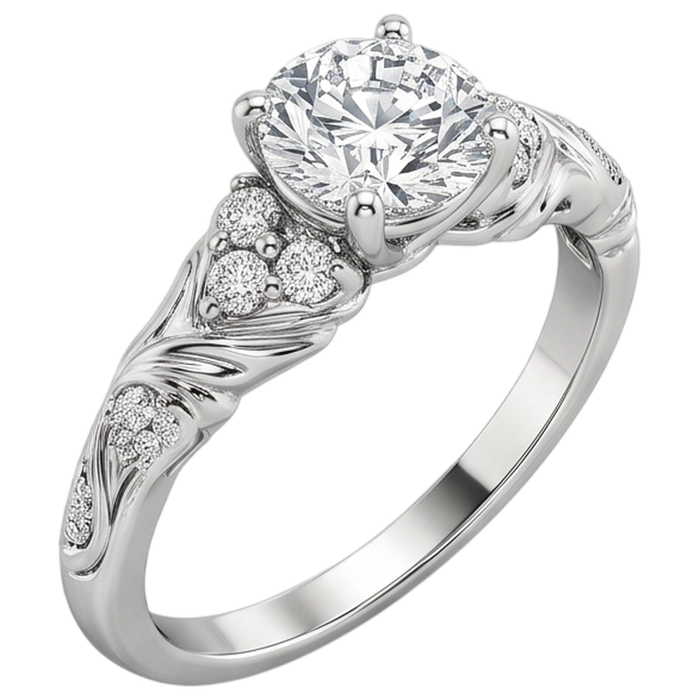 1.85 Carats Round Cut Natural Earth Mined Diamonds Antique Style Engagement Ring