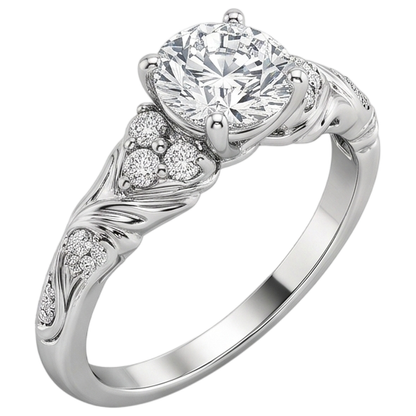 1.85 Carats Round Cut Natural Earth Mined Diamonds Antique Style Engagement Ring
