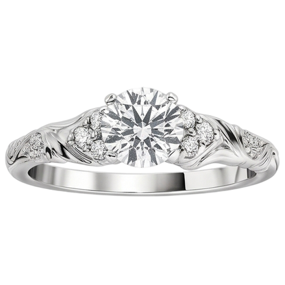 1.85 Carats Round Cut Natural Earth Mined Diamonds Antique Style Engagement Ring