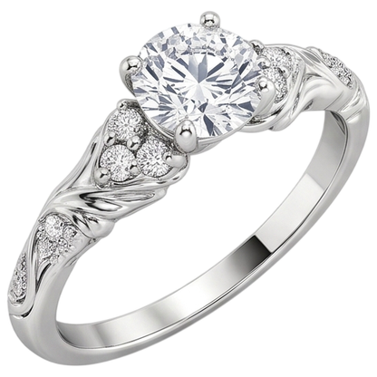 1.85 Carats Round Cut Natural Earth Mined Diamonds Antique Style Engagement Ring