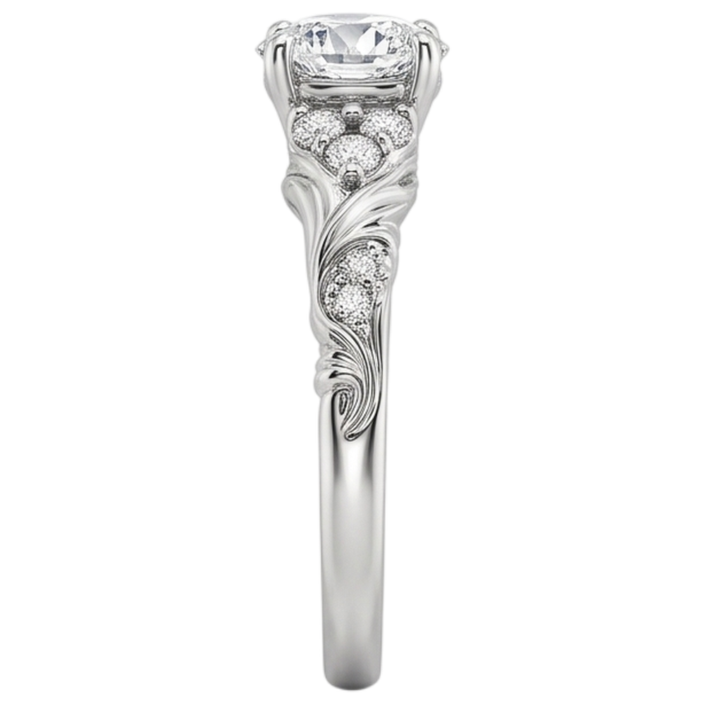 1.85 Carats Round Cut Natural Earth Mined Diamonds Antique Style Engagement Ring